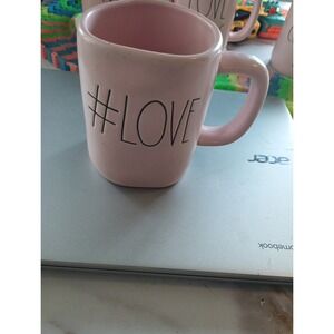 Rae Dunn Artisan Collection by Magenta 181 " #Love " Coffee Mug Tea Cup Pink